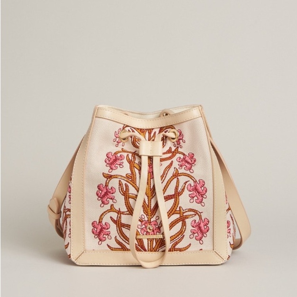 Spartina 449 Natalie Drawstring Pepper Hall Woodblock Floral Crossbody